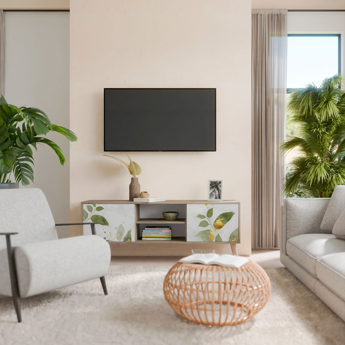 ELEGANT BOTANICS TV-bänk med två dörrar