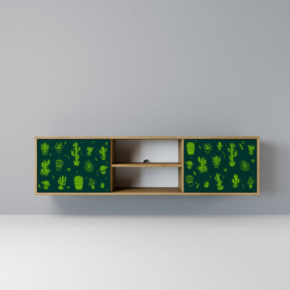 DESERT GREEN 2-Door TV Stand in Oak Effect