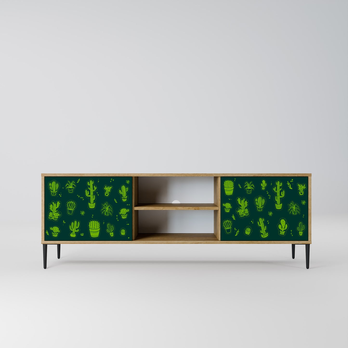 DESERT GREEN 2-Door TV Stand in Oak Effect