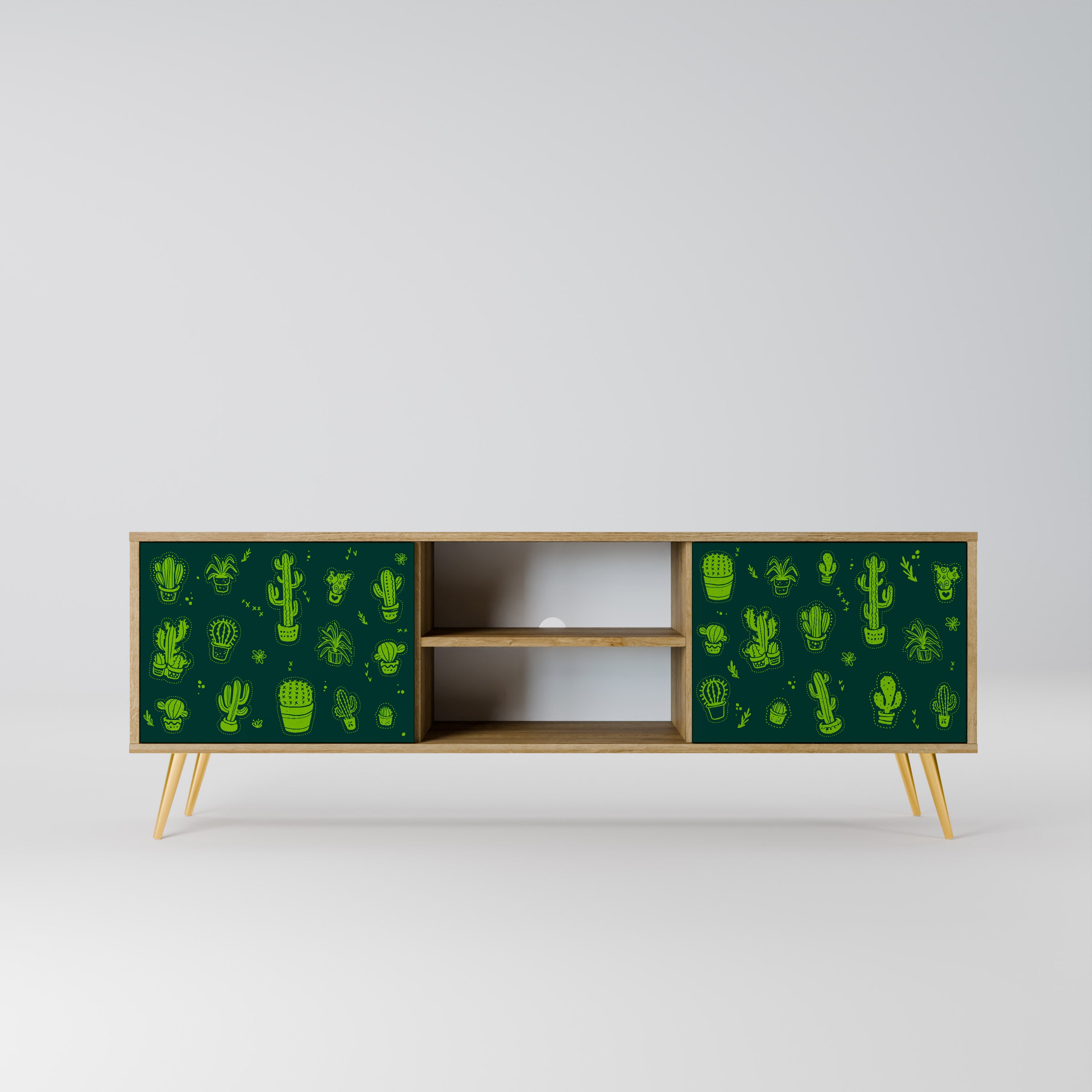 DESERT GREEN 2-dörrars TV-bänk i ekeffekt