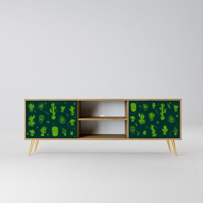 DESERT GREEN 2-Door TV Stand in Oak Effect