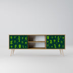 DESERT GREEN 2-Door TV Stand in Oak Effect