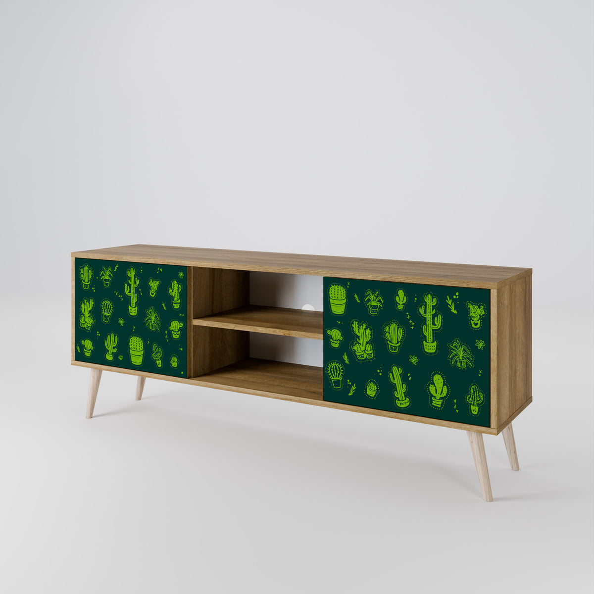 DESERT GREEN TV-bänk med två dörrar
