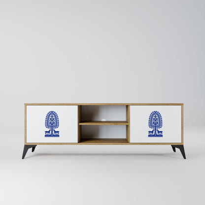 POLISH FOLK ART 2-Door TV Stand in Oak Effect
