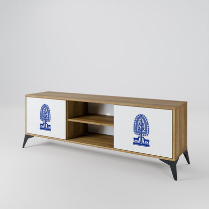 POLISH FOLK ART 2-Door TV Stand in Oak Effect
