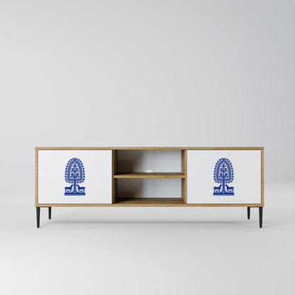 POLISH FOLK ART 2-Door TV Stand in Oak Effect