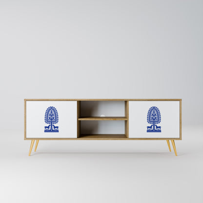 POLISH FOLK ART 2-Door TV Stand in Oak Effect