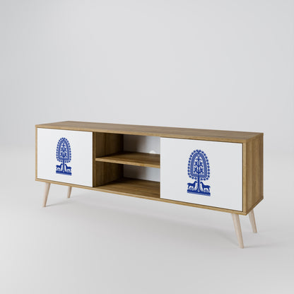 POLISH FOLK ART 2-Door TV Stand in Oak Effect
