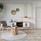 POLISH FOLK ART 2-Door TV Stand in Oak Effect