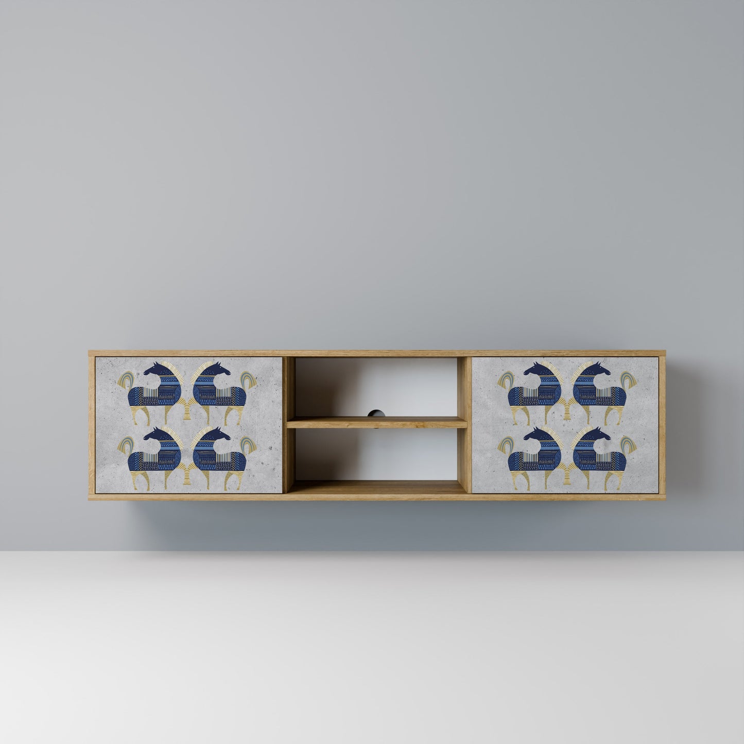 MAJESTIC STEED 2-Door TV Stand in Oak Effect