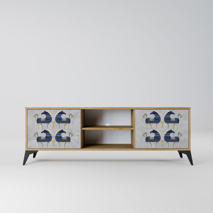 MAJESTIC STEED 2-Door TV Stand in Oak Effect
