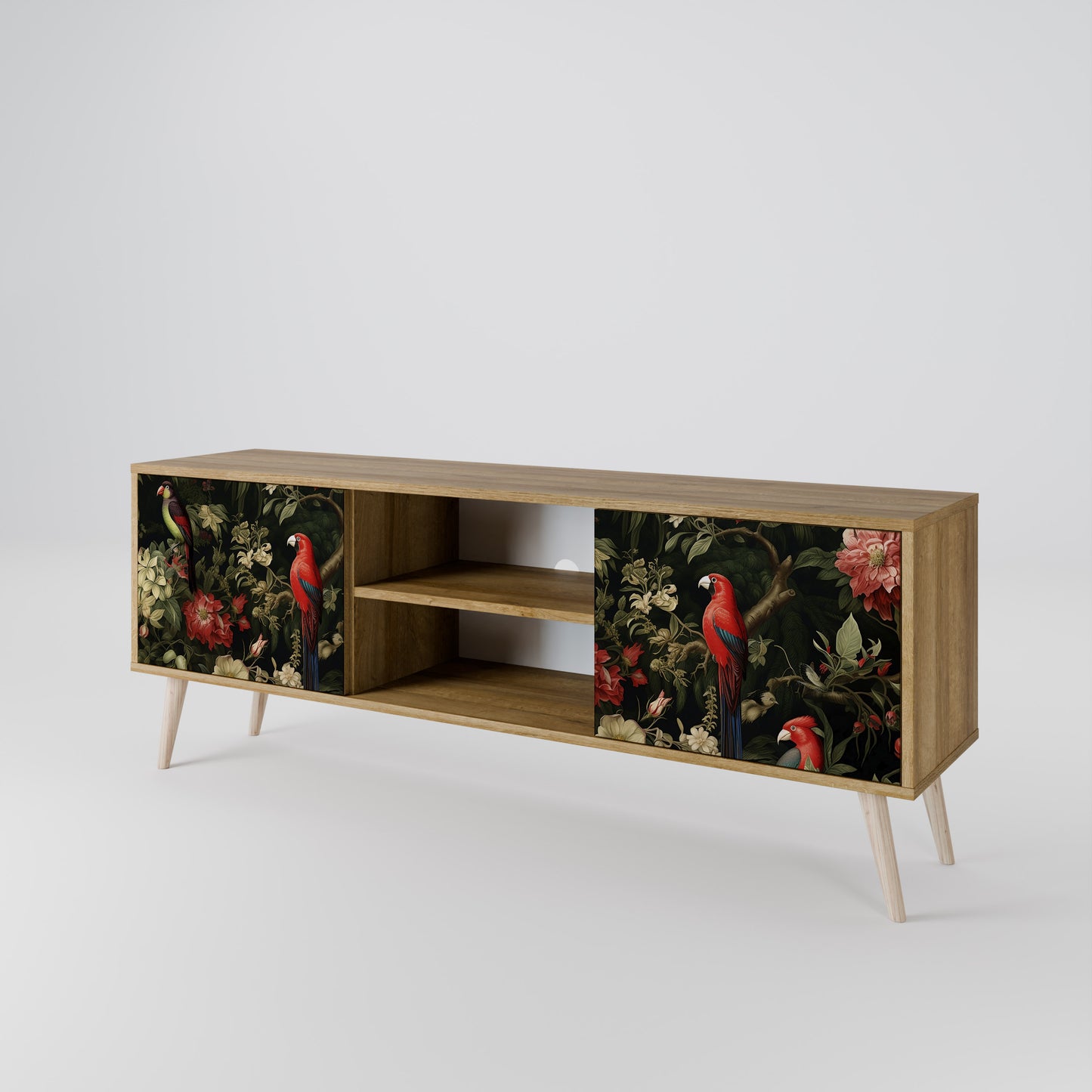 AVIAN GREENERY 2-Door TV Stand in Oak Effect