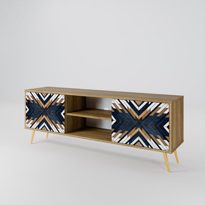ARTFUL GEOMETRY 2-Door TV Stand in Oak Effect