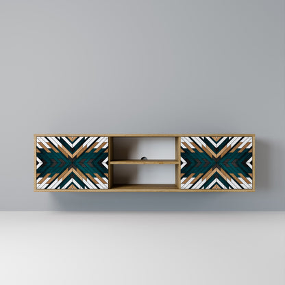 ARTISTIC GEOMETRY 2-Door TV Stand in Oak Effect