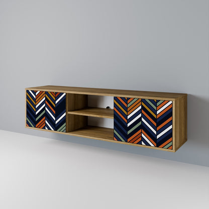 VIBRANT PATCHWORK 2-Door TV Stand in Oak Effect