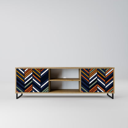 VIBRANT PATCHWORK 2-Door TV Stand in Oak Effect