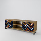 VIBRANT PATCHWORK 2-Door TV Stand in Oak Effect