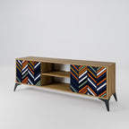 VIBRANT PATCHWORK 2-Door TV Stand in Oak Effect
