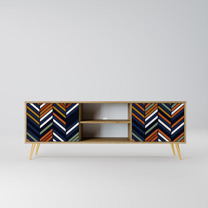 VIBRANT PATCHWORK 2-Door TV Stand in Oak Effect
