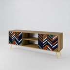 VIBRANT PATCHWORK 2-Door TV Stand in Oak Effect