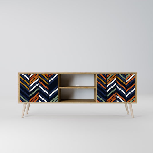 VIBRANT PATCHWORK 2-Door TV Stand in Oak Effect