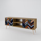 VIBRANT PATCHWORK 2-Door TV Stand in Oak Effect