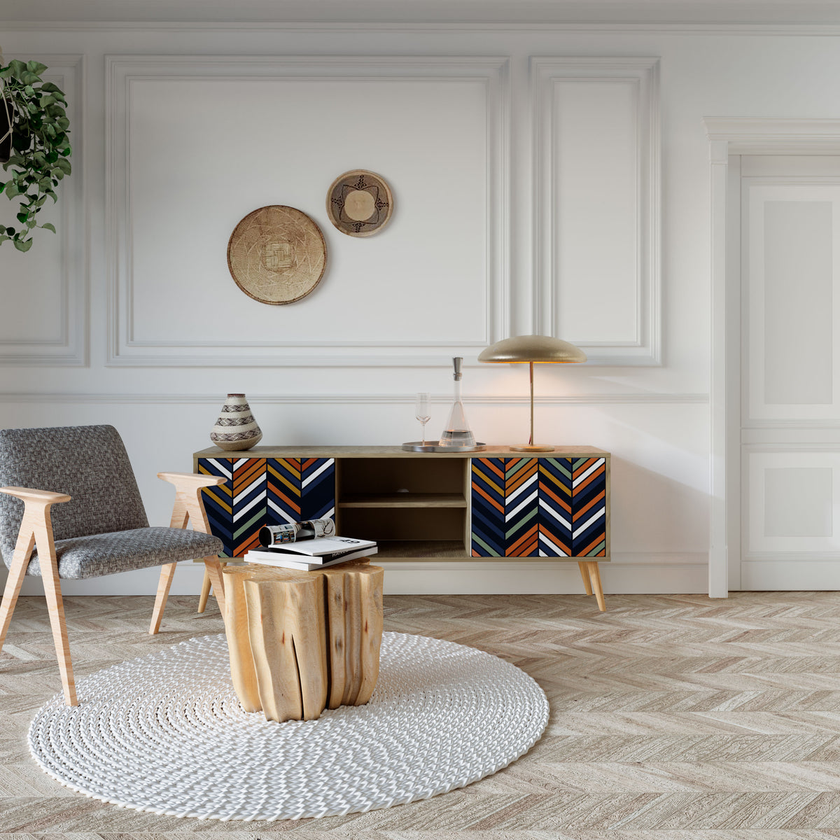 VIBRANT PATCHWORK TV-bänk med två dörrar