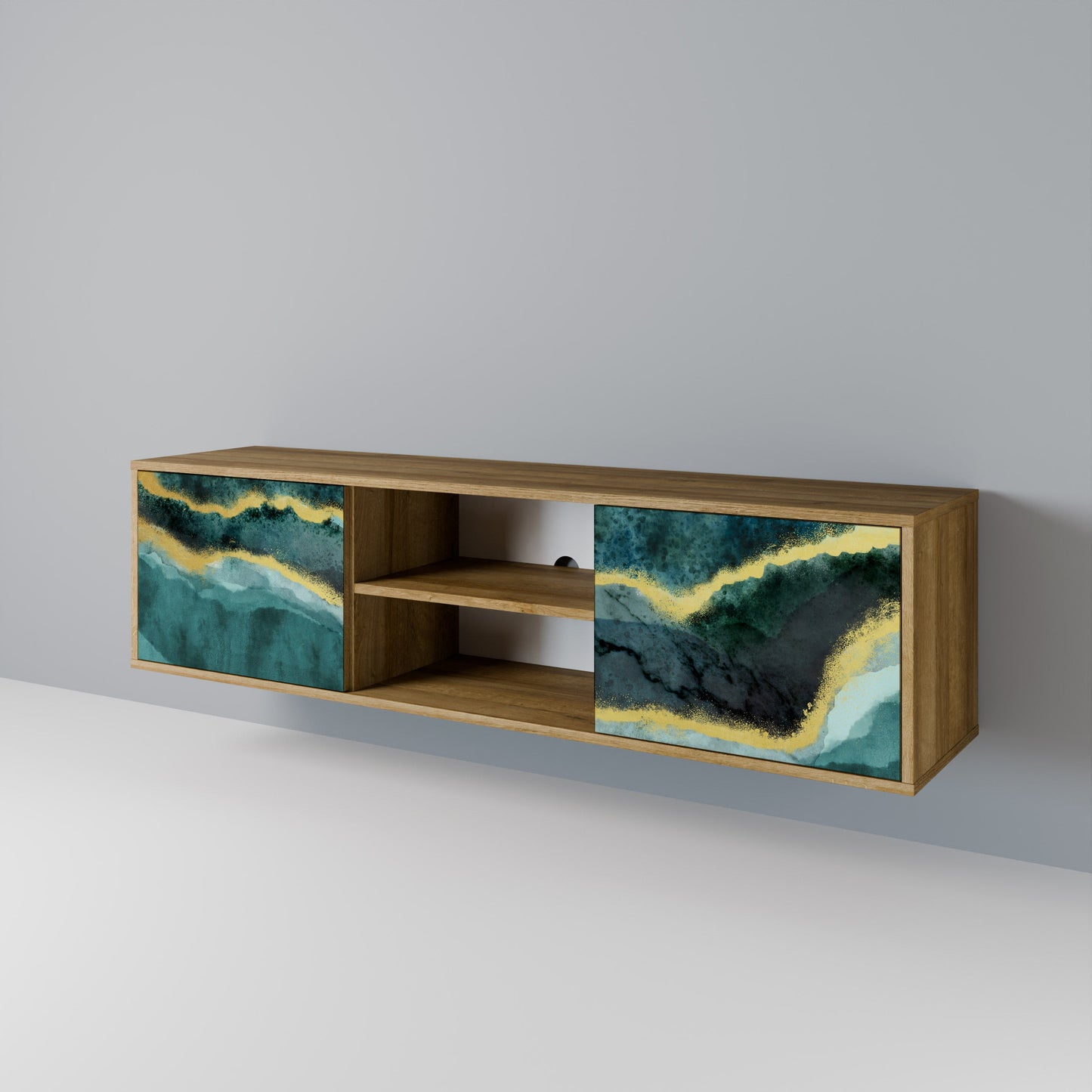 GOLDRUSH ODYSSEY 2-Door TV Stand in Oak Effect