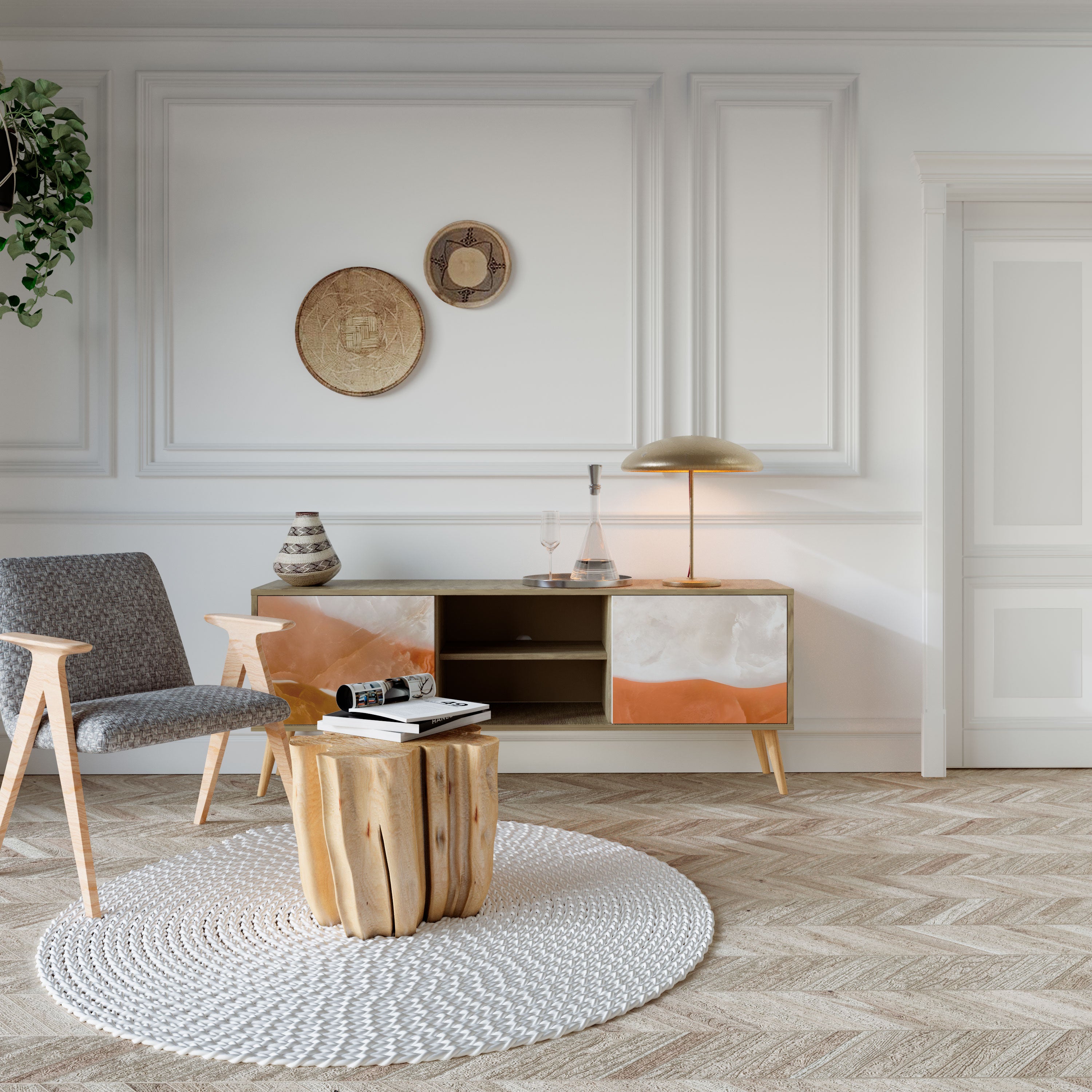 SANDHILLS SPLENDOR 2-dörrars TV-bänk i ekeffekt
