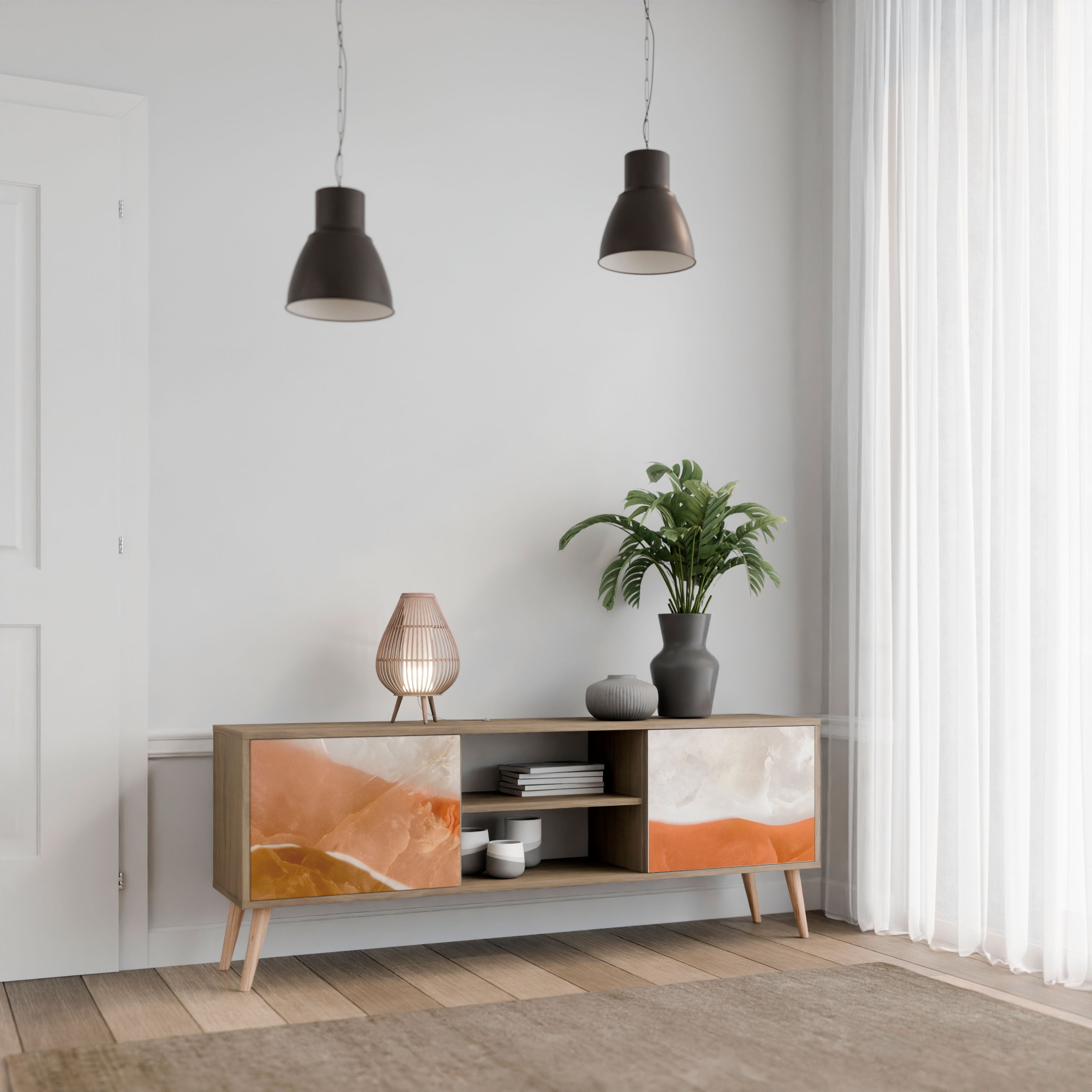 SANDHILLS SPLENDOR 2-dörrars TV-bänk i ekeffekt