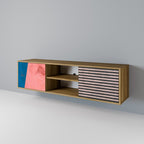 GLAMOROUS STRIPE 2-Door TV Stand in Oak Effect