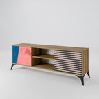 GLAMOROUS STRIPE 2-Door TV Stand in Oak Effect