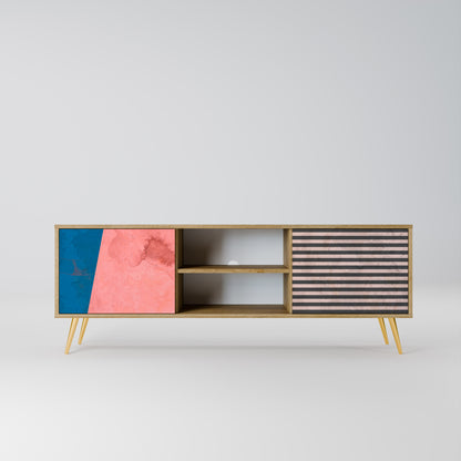 GLAMOROUS STRIPE 2-Door TV Stand in Oak Effect