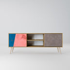 GLAMOROUS STRIPE 2-Door TV Stand in Oak Effect