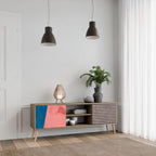 GLAMOROUS STRIPE 2-Door TV Stand in Oak Effect