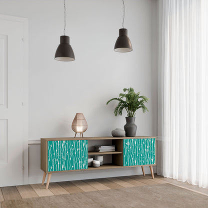 TURQUOISE RAIN 2-Door TV Stand in Oak Effect