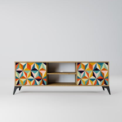 TESSELATE TREASURES 2-Door TV Stand in Oak Effect
