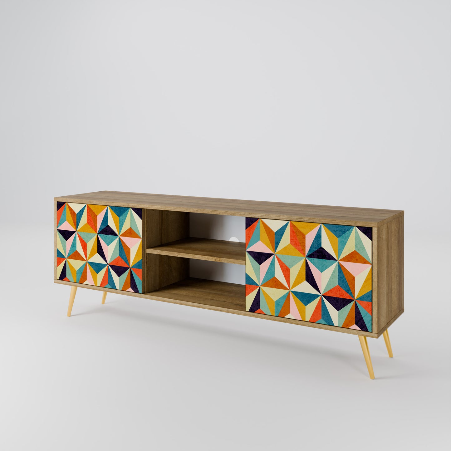TESSELATE TREASURES 2-Door TV Stand in Oak Effect