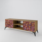 PAINTED SQUARES 2-Door TV Stand in Oak Effect