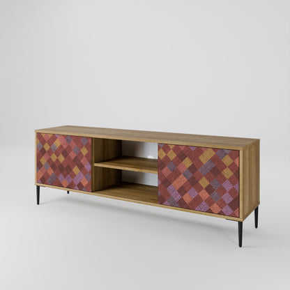 PAINTED SQUARES 2-Door TV Stand in Oak Effect