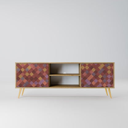 PAINTED SQUARES 2-Door TV Stand in Oak Effect