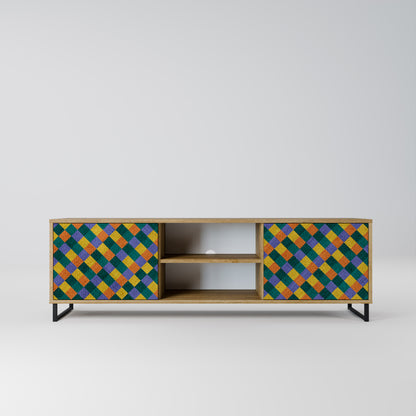PAINTED SQUARES MIX 2-Door TV Stand in Oak Effect