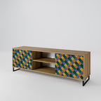 PAINTED SQUARES MIX 2-Door TV Stand in Oak Effect