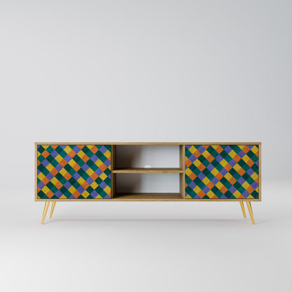 PAINTED SQUARES MIX 2-Door TV Stand in Oak Effect