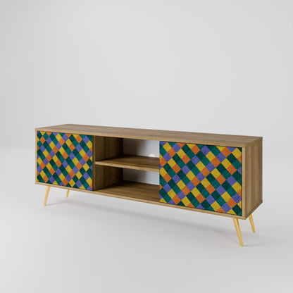 PAINTED SQUARES MIX 2-Door TV Stand in Oak Effect
