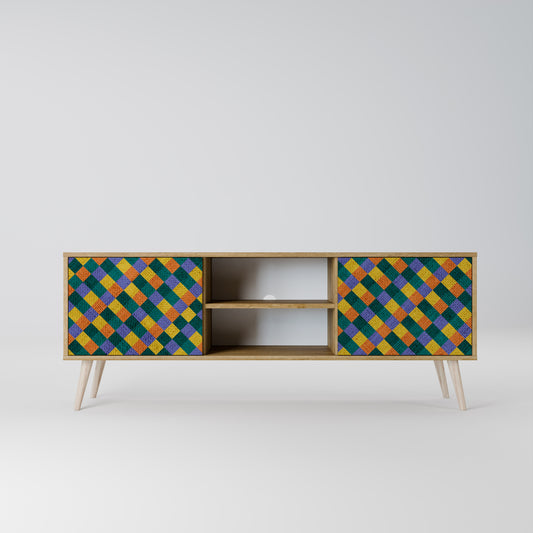 PAINTED SQUARES MIX 2-Door TV Stand in Oak Effect