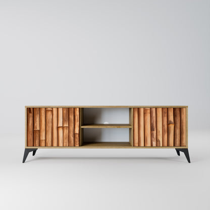 NATURAL WOOD 2-Door TV Stand in Oak Effect