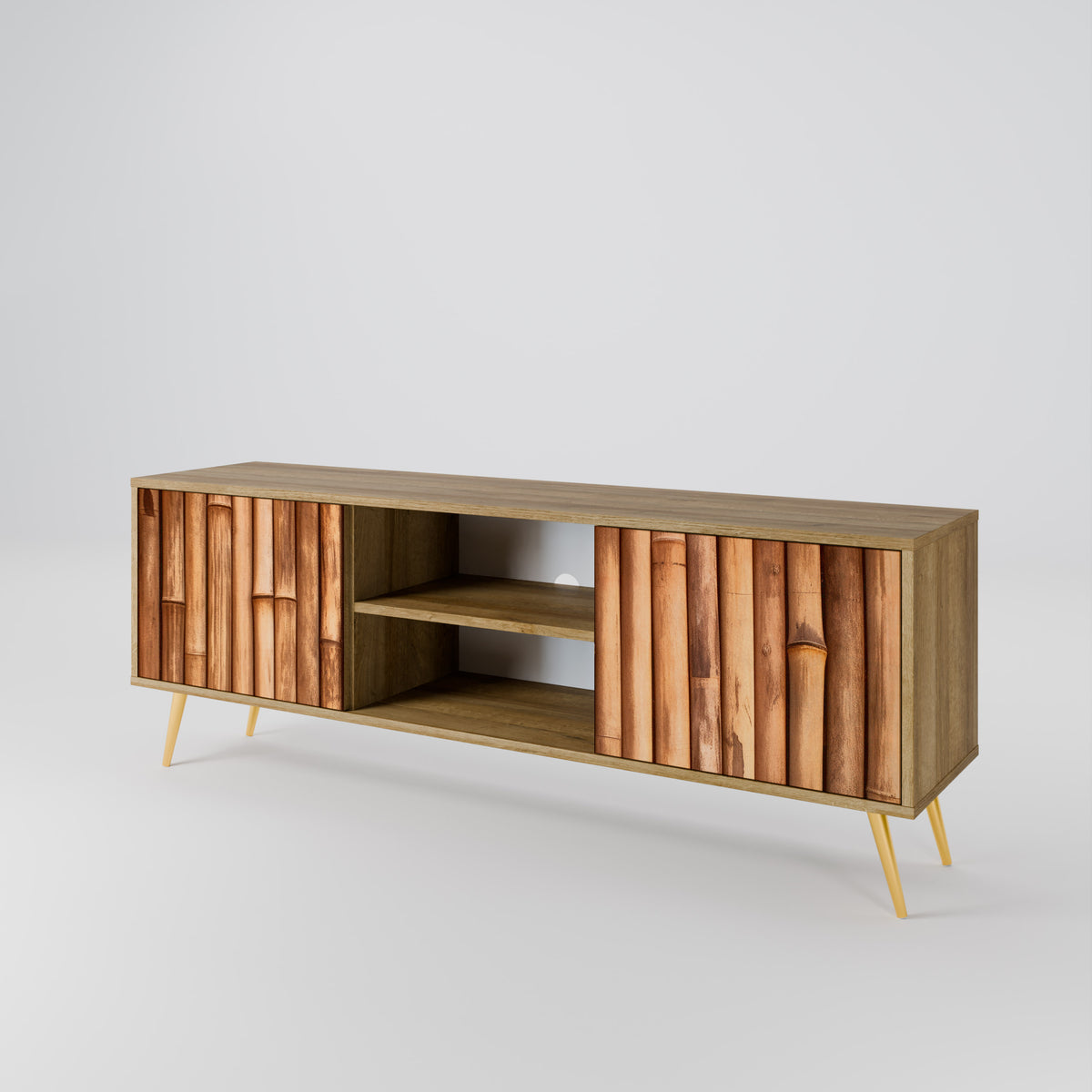 NATURAL WOOD TV-bänk med två dörrar