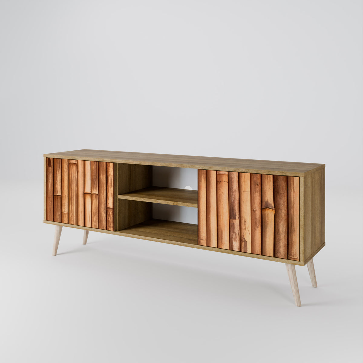 NATURAL WOOD TV-bänk med två dörrar