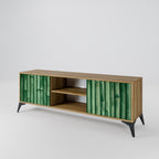 NATURAL GREEN 2-Door TV Stand in Oak Effect